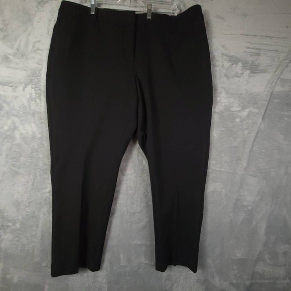 1 State Womens Cropped Pants Solid Rich Black High Rise Stretch‎ Plus 20W New - Picture 1 of 11